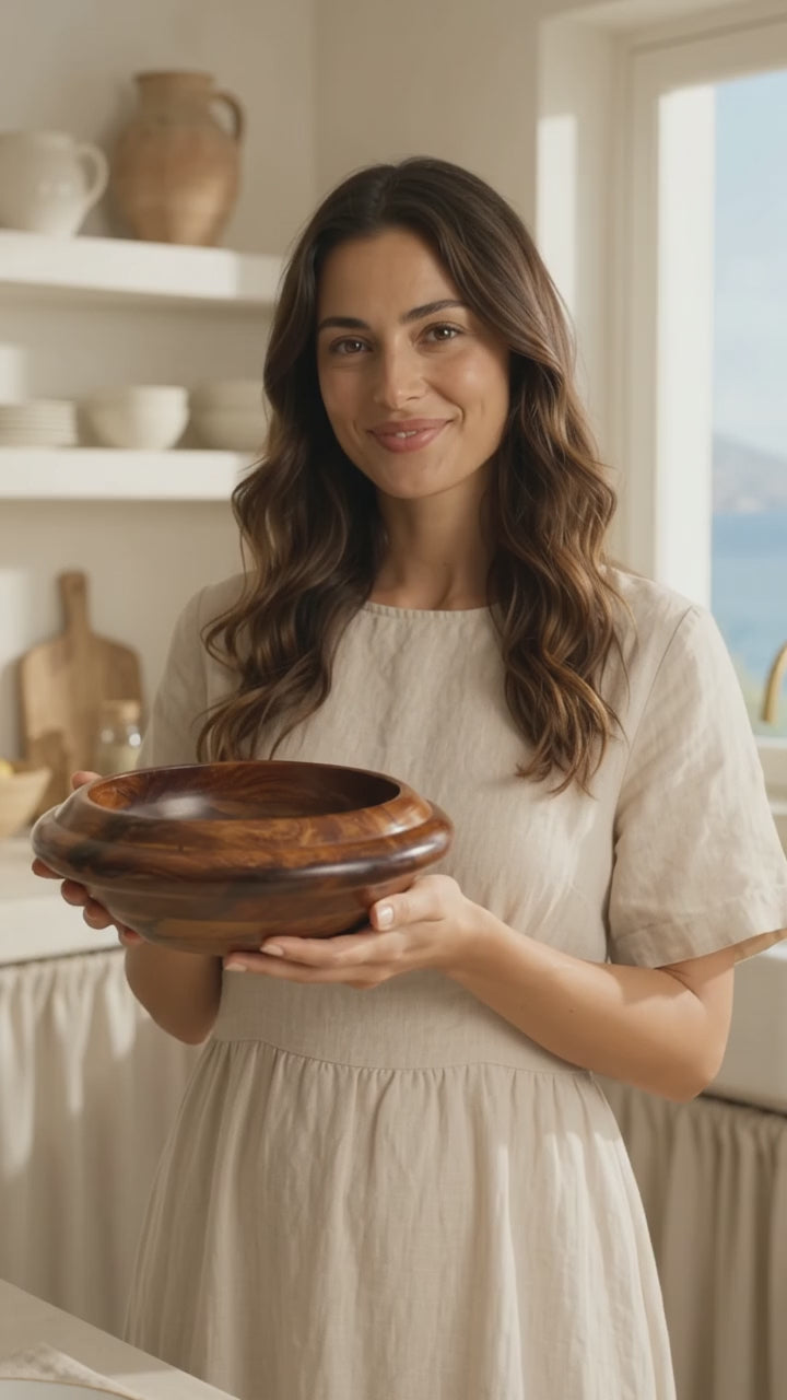Coastal Noir - Handcrafted Wooden Hot Pot with Lid | Serving Casserole