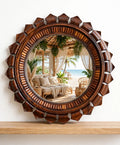 Handcrafted Sheesham Wood Round Sunburst Wall Mirror | Boho Decor